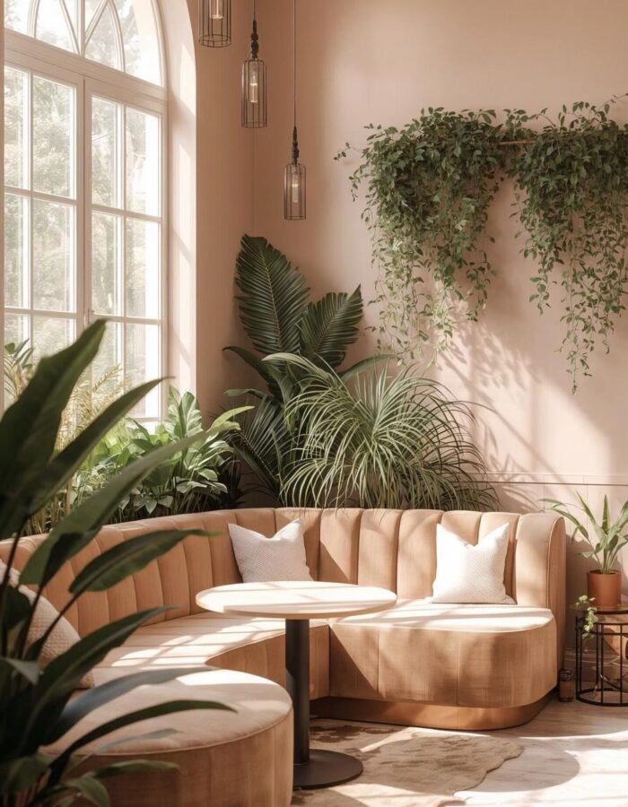 Modern Aesthetic Cafe Interior Soft Pastel Tones Natural Lightly Dim Light Cozy Seating Plants Minimal Decor Instagrammable Design Ultra Realistic Clean Composition 8k Rkokmt8m3fs1k5gnc9azxhgiyvr4cooaq07x752lgo